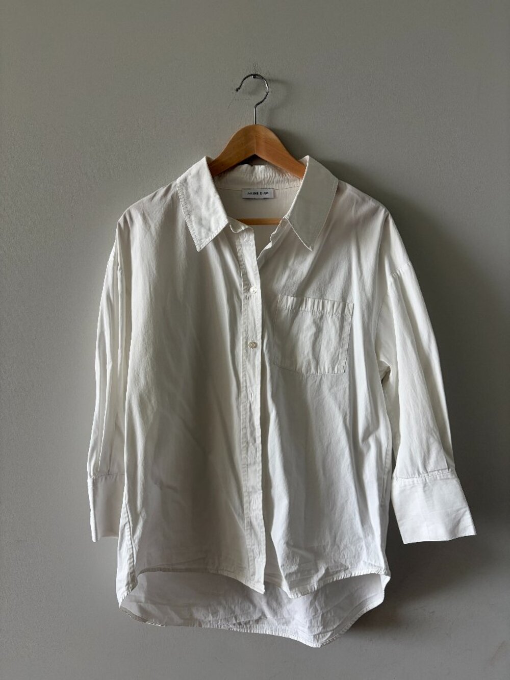 ANINE BING Mika Cotton Button Down Shirt - White - S